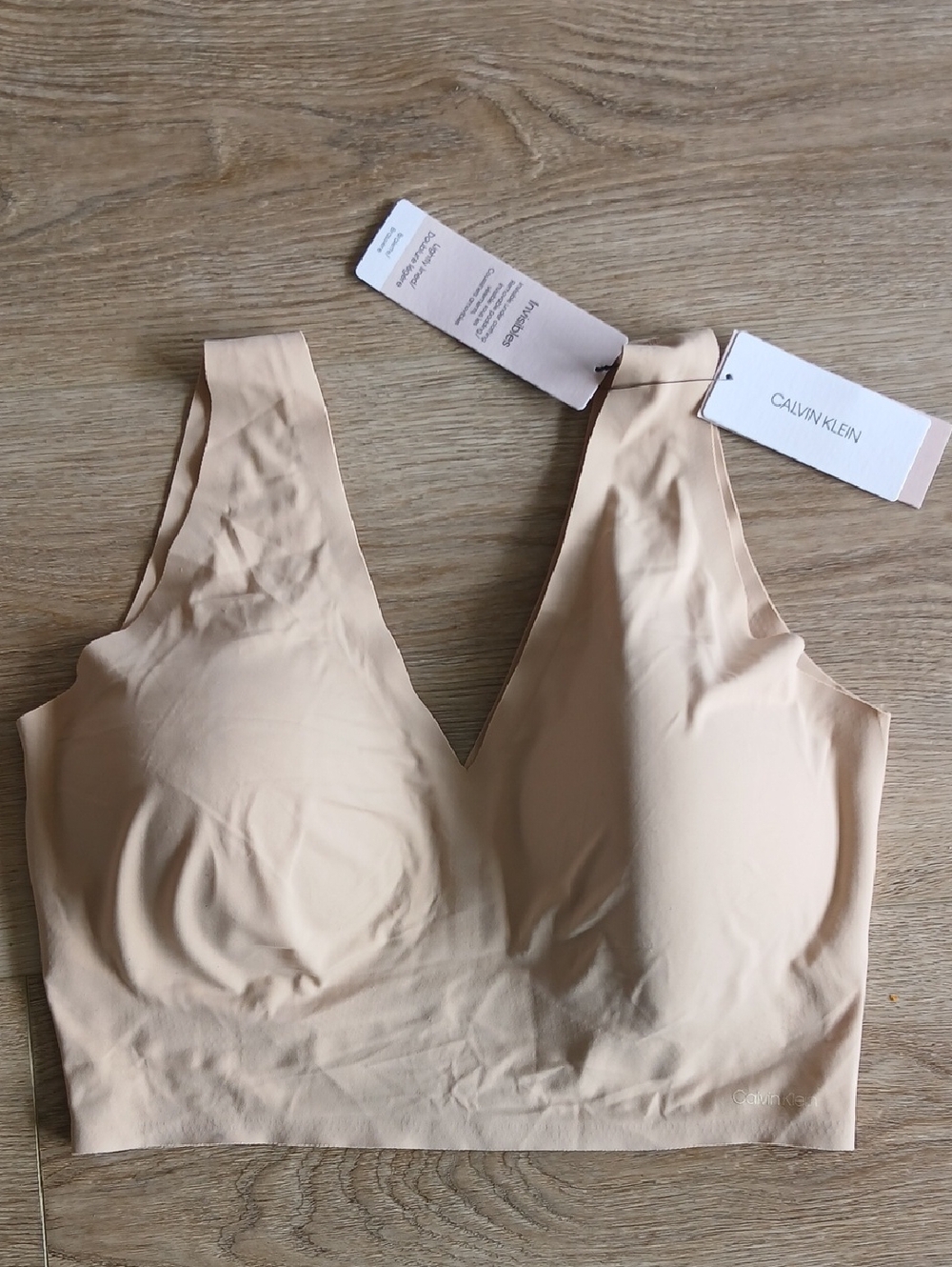 Nwt Calvin Klein Light Nude Seamless Invisibles Wireless Bralette Bra Large
